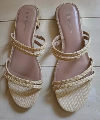 BCBGeneration Open Toe Beige With Gold Back Heel Strappy Sandals Women's Sz  8.5 - Image 1 of 4