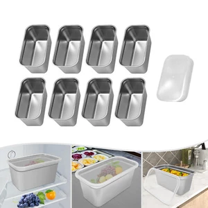 8pcs Stainless Steel Food Storage Containers w/Lid Fruits Beans Meats Vegetables - Picture 1 of 20