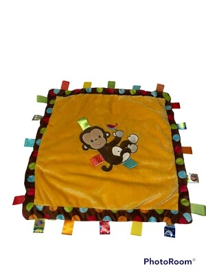 Mary Meyer Taggies Monkey Baby Lovey Yellow Security Blanket Dots 15”x15” FLAW - Image 1 of 4