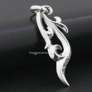 Tribal Curl Blade Tattoo Surf 925 Sterling Silver Pendant Punk Jewellery 9F019C - Picture 1 of 4