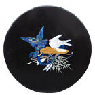 30"x30" Marble Round Coffee Table Top Inlay Gemstone Mosaic Bird Decorative H476