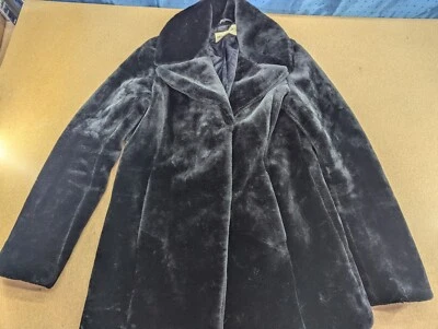 Vintage Ralph Lauren Denim & Supply Womens Coat Sz M Black Faux Fur Lush Fleece - Image 1 of 4