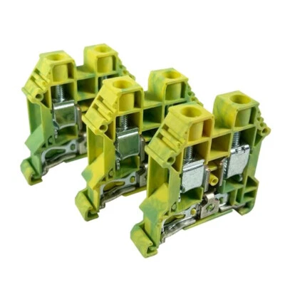 DIN Rail Ground Terminal Blocks 3 Quantity DK10N-PE Dinkle 6 - 20 AWG Gauge UL - Image 1 of 4