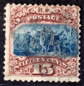 US 1869 LANDING OF COLUMBUS 15c Sc. #118 WITHOUT FRAME AROUND PICTURE - Picture 1 of 2