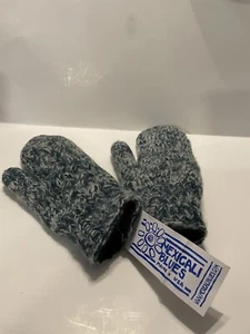 Mitones de lana Mexicali Blues hechos en Nepal con forro polar azul/gris nuevo con etiquetas - Imagen 1 de 6