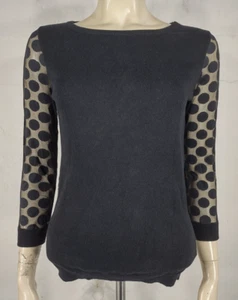 Sparrow black sheer polka dot sleeve button back knit top blouse ladies XS - Picture 1 of 7