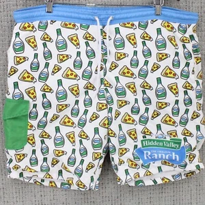 In Your Face Shorts Mens XL White Drawstring Pizza & Ranch All Over Print Rare - Picture 1 of 8