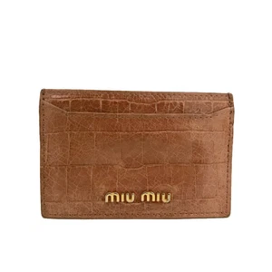 MIU MIU Logo Leather Card Case Pink/6BE1443 - Picture 1 of 8