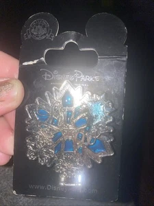 Disney Let It Go Frozen Elsa Stain Glass Snowflake Locket Mirror Hinged Pin NEW - Picture 1 of 3
