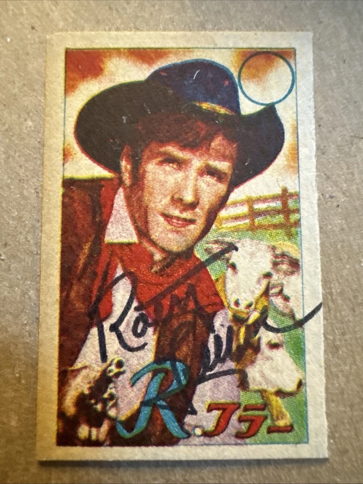 Tarjeta Menko Japonesa Robert Fuller LARAMIE SERIE DE TV AÑOS 50 AUTOGRAFIADA Firmada Foto 1 de 2