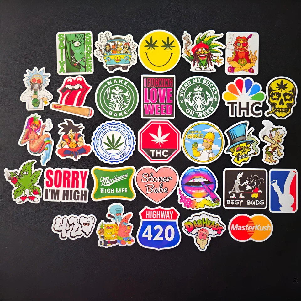 Stoner 420 Cannabis Vinyl Stickers Marijuana Weed Leaf Bong Pot Funny Sativa  - Image 1 of 1