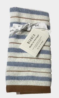 NUEVO CON ETIQUETAS BIANCA Hecho en Portugal Juego de 2 Toallas Punta Rayas Multicolor 11"X18" Foto 1 de 4