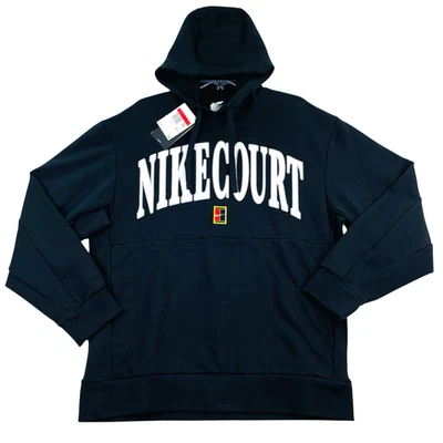 Sudadera con capucha Nike Court Heritage para hombre talla L negra Dri-Fit FQ2093 bordada Foto 1 de 4