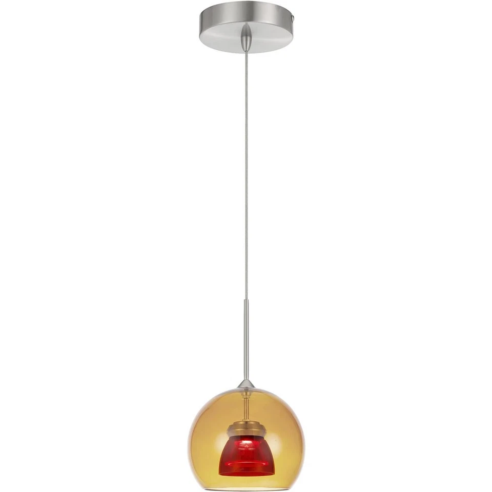 CAL Lighting & Accessories UP-335-AM-REDCL Double Glass Mini Pendant Amber/Red - Image 1 of 2