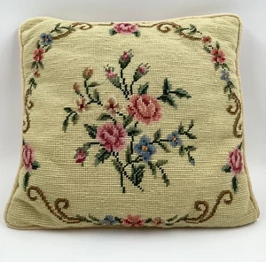 14 Zoll Elegant Gelb Mehrfarbig Blumen Nadelspitze Überwurf Kissen Oma Kern - Bild 1 von 3