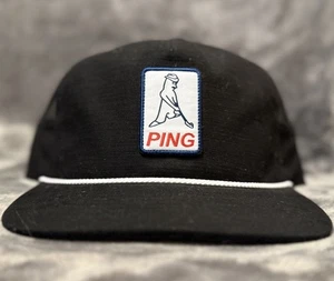 Ping Mütze Kappe Druckknopflasche schwarz weiß Seil Golf bestickt Patch Herren sportlich - Bild 1 von 5