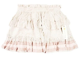 Ocean Drive Damen Boho Rock L Stufen Rüschen Paperbag Gummibund Viskose beige - Bild 1 von 4
