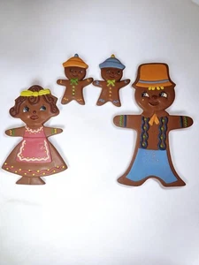 Vintage Arner’s Gingerbread Family Wall Decor – Retro Kitchen Plaques – 4-Piece - Picture 1 of 9