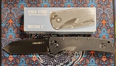 Cold Steel Recon 1 ULTRA LOCK Black Tanto Pt Plain Edge Rare Discontinued 27LT Foto 1 de 4