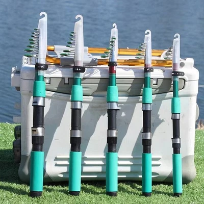 Caña de pescar de plástico reforzado con fibra de vidrio portátil mini caña verde súper dura 1 pieza Foto 1 de 4