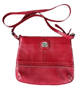 Brighton Demi Crossbody Messenger Pebbled Leather Lipstick Red Purse Bag - Picture 1 of 12