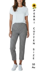 🌻PERRI CUTTEN NAVY BLACK WHITE CHECK SUPER SOFT HIGH WAIST CROP PANTS  SIZE 10 - Bild 1 von 8
