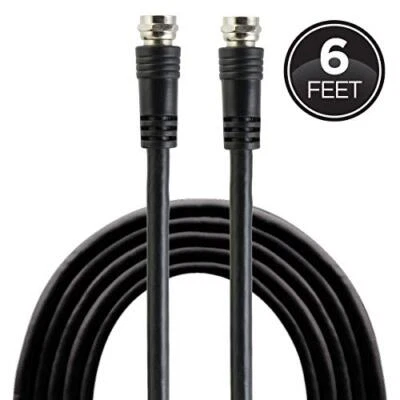 GE RG59 Coaxial Coax Cable, 6 ft. F-Type Connectors Black - 23217 - Image 1 of 3