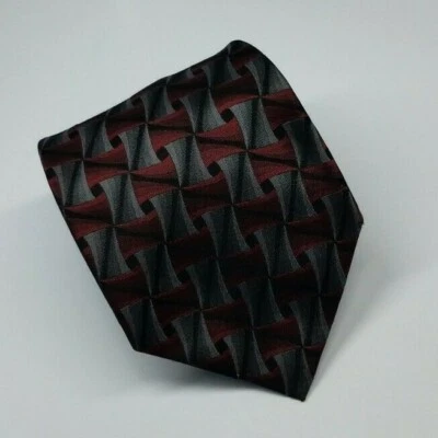 Corbata de seda Platinum Designs gris roja negra geométrica para hombre 62 x 3,7/8 Foto 1 de 4