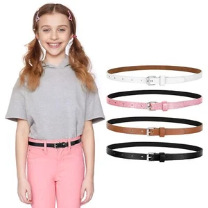 4 Pack Kids Thin Belt for Dress Jean Teen Leather Belt with Gold buckle Silve... - Picture 1 of 5
