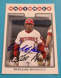 Autógrafo automático firmado por Willie Harris (WS) 2008 Topps #UH79 de los Nacionales de Washington - Imagen 1 de 3