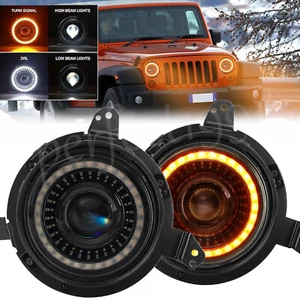 2X 9" Round Halo LED Headlights DRL For 2018-2024 Jeep Wrangler JL Gladiator JT - Bild 1 von 17