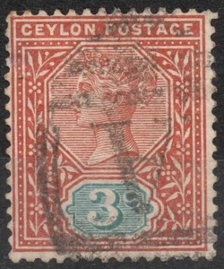 SG245 Sn:#132 1893 3c CEYLON  Queen Victoria , used HH - Picture 1 of 2