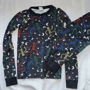 HANNA ANDERSSON HALLOWEEN Dancing SKELETON LONG JOHN PAJAMAS US 10 - Picture 1 of 6
