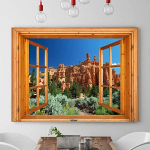 Window View Mountain Lake 19 Deco Dream Print Vacation POSTER / CANVAS - Picture 1 of 4