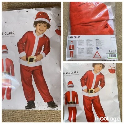 4 Piece Set  Kids Christmas Santa Costume Soft Comfort Fabric Age 1-2 - Image 1 of 4