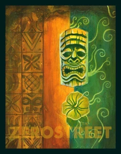 Hibiscus Ku Hawaii Tiki Bar Art Print Polynesian Man Cave Artwork Decor - Picture 1 of 1