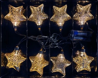 Luci di Natale Serie 8 Stelle argento a batteria LED anni '80 VINTAGE Natale - Immagine 1 di 2