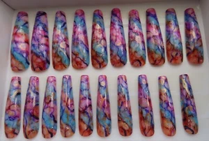 XL Rosa Púrpura Azul Brillo Dorado Tinta Metálica Cuadrado Ataúd Prensado en Uñas (20) - Imagen 1 de 5