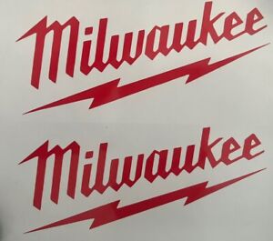 TWO Milwaukee Vinyl Decal Tools Window Sticker Car Truck Box Garage 6” RED