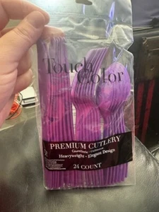 Amethyst Heavy Duty Premium Cutlery Plastic Assorted 24ct. Party Supply New!!! - Picture 1 of 2