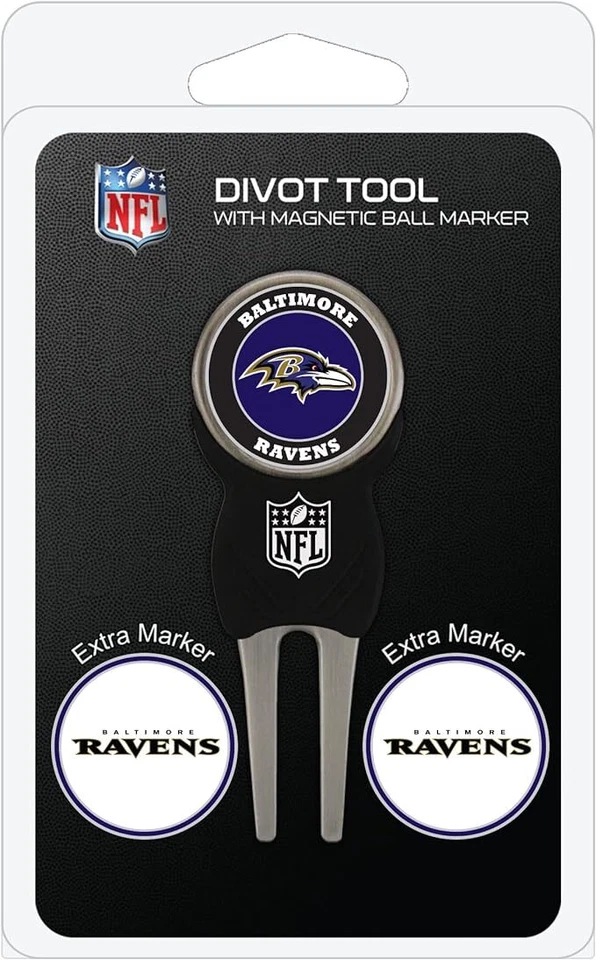 Набор из 3 маркеров мячей для гольфа Team Golf NFL Baltimore Ravens Divot Tool - Изображение 1 из 1