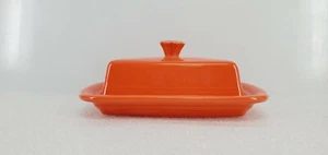 XL extra large COVERED BUTTER DISH poppy orange NEW HOMER LAUGHLIN FIESTA - Picture 1 of 3