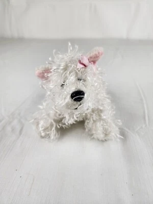 Ganz Lil Kinz White Terrier Puppy Dog Plush Stuffed Animal Bow HS106 5" NO CODE - Image 1 of 4