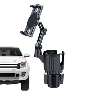 2 in 1 Car Cup Holder Expander with Phone Mount Adjustable Base 360° Rotation - Photo 1 sur 12