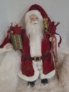 "Estatuilla de mesa victoriana de Navidad con abrigo de Papá Noel 18"" vestido de terciopelo rojo"  - Imagen 1 de 13