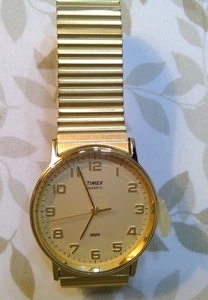 Timex Herren goldfarbene runde klassische Analoguhr elegant adrett neu! - Bild 1 von 2