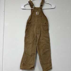 Vintage Carhartt Overalls Toddler/Kid’s Unisex Size 4T Cargo Bib Khaki - Picture 1 of 8