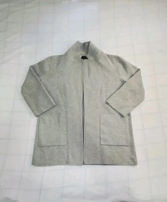 J Crew Size S Merino Wool Sweater Blazer Women’s Light Gray Knit Jacket Ca13 - Imagem 1 de 4