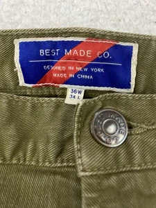 Best Made Co Mens Pants 36x34 Green Cotton Stretch 5 Pocket Slim Olive Drab - Picture 1 of 12