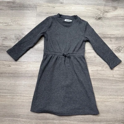 Old Navy Girls Gray Ribbed Knit Long Sleeve Casual Dress - Size S (6-7) - Image 1 of 3